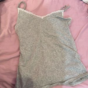 lost grey tank top with lace